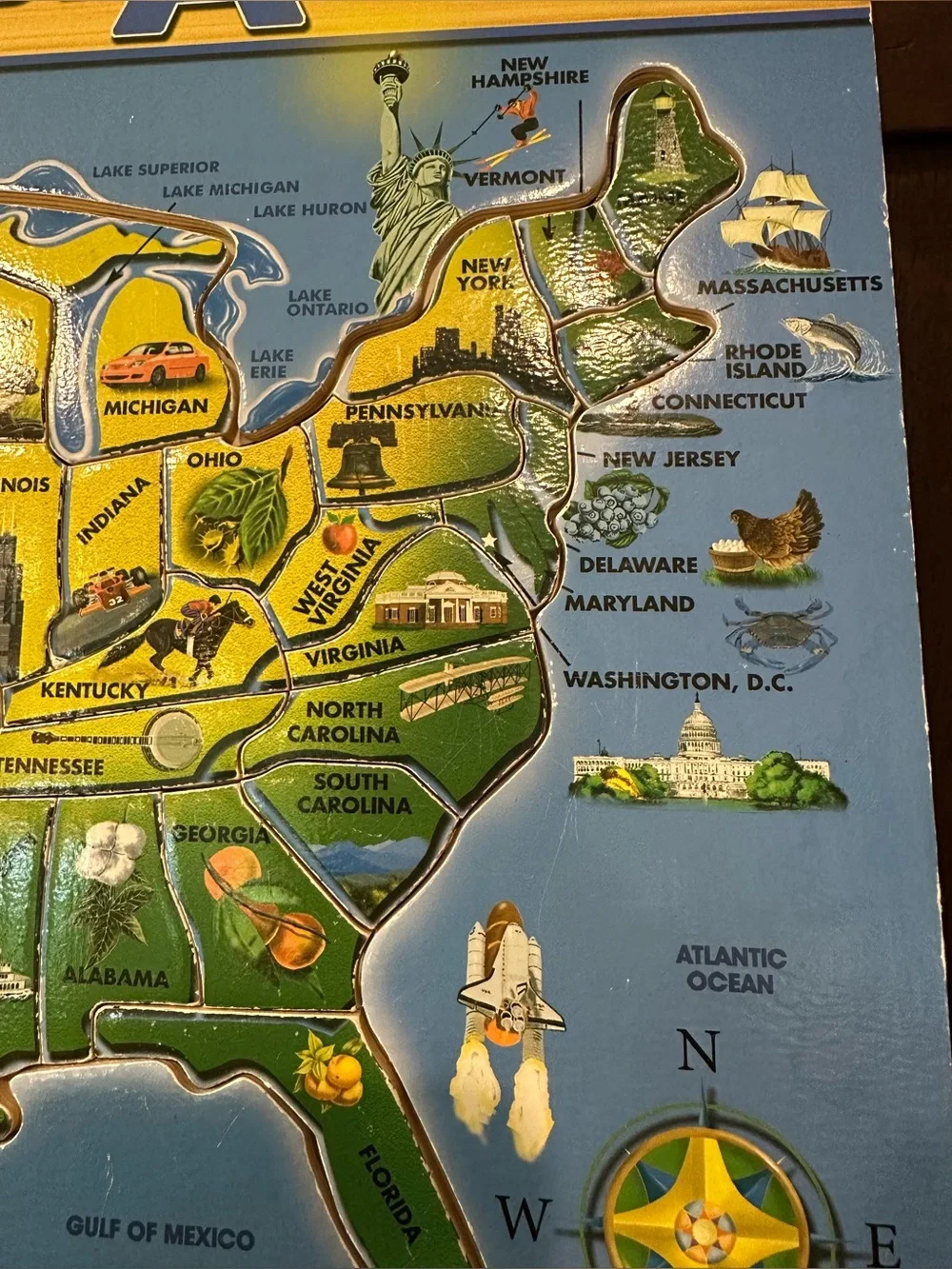 Melissa & Doug • wooden US states puzzle • state birds on the back • kids • toy